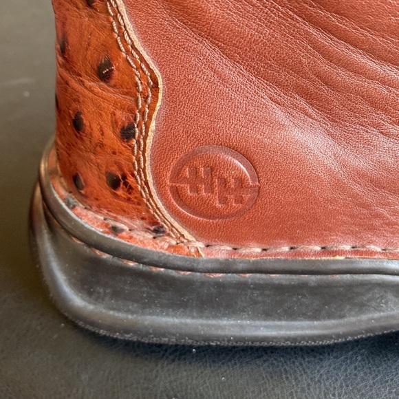 “DOUBLE H” Lace-up Boots Chestnut Colour Smooth & Ostrich with Kilties Size 9.5 - Picture 13 of 14